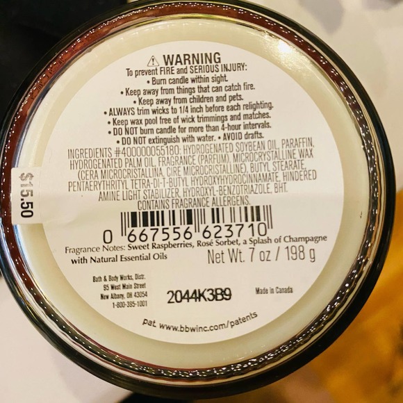 Bath & Body Works Raspberry Mimosa 7 oz Single Wick Candle NEW - Picture 3 of 3